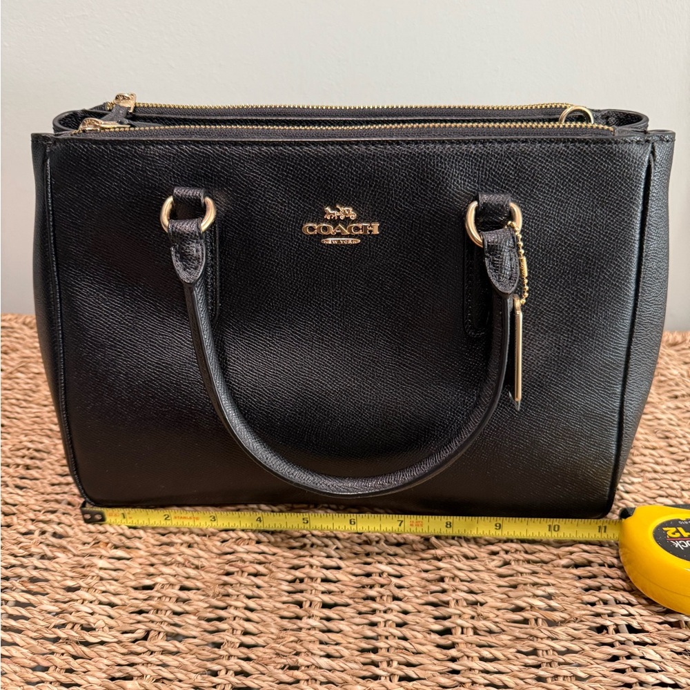 NWT Coach Black Leather Surrey Mini Carryall with Gold Accents - Picture 7 of 8
